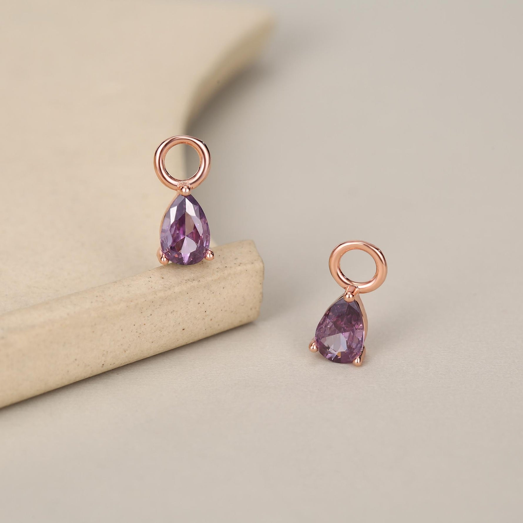 CZ Droplet Charms for Huggie Hoops, Sterling Silver, Gold, or Rose Gold, Pear Shaped, Detachable Earrings Charms