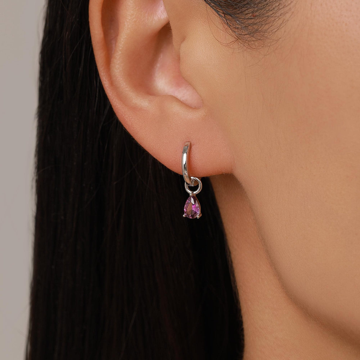 CZ Droplet Charms for Huggie Hoops, Sterling Silver, Gold, or Rose Gold, Pear Shaped, Detachable Earrings Charms