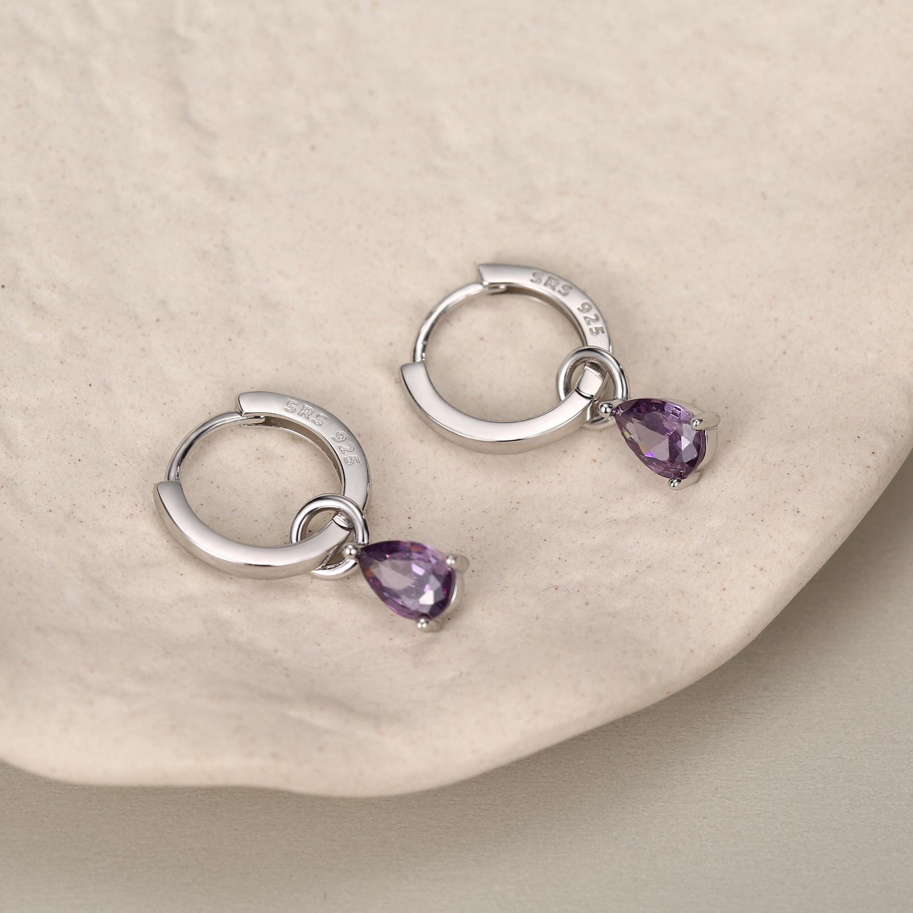 CZ Droplet Charms for Huggie Hoops, Sterling Silver, Gold, or Rose Gold, Pear Shaped, Detachable Earrings Charms