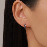 Sapphire Blue Baguette CZ Cluster Huggie Hoop in Sterling Silver, Silver or Gold, Geometric Hoop Earrings, Irregular Shaped