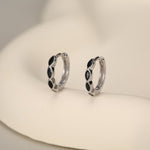 Black Marquise CZ Huggie Hoop in Sterling Silver, Silver or Gold, Minimalist Simple Black Hoop Earrings, Black Diamond Hoops