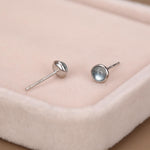 Sterling Silver Aquamarine Bezel Stud Earrings, 4mm Genuine Aquamarine Stone, Semi-precious Jewellery