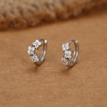 Hydrangea Flower Bouquet CZ Huggie Hoop Earrings in Sterling Silver, Silver or Gold or Rose Gold, CZ Hoops, Flower Hoops, Dainty CZ Hoops