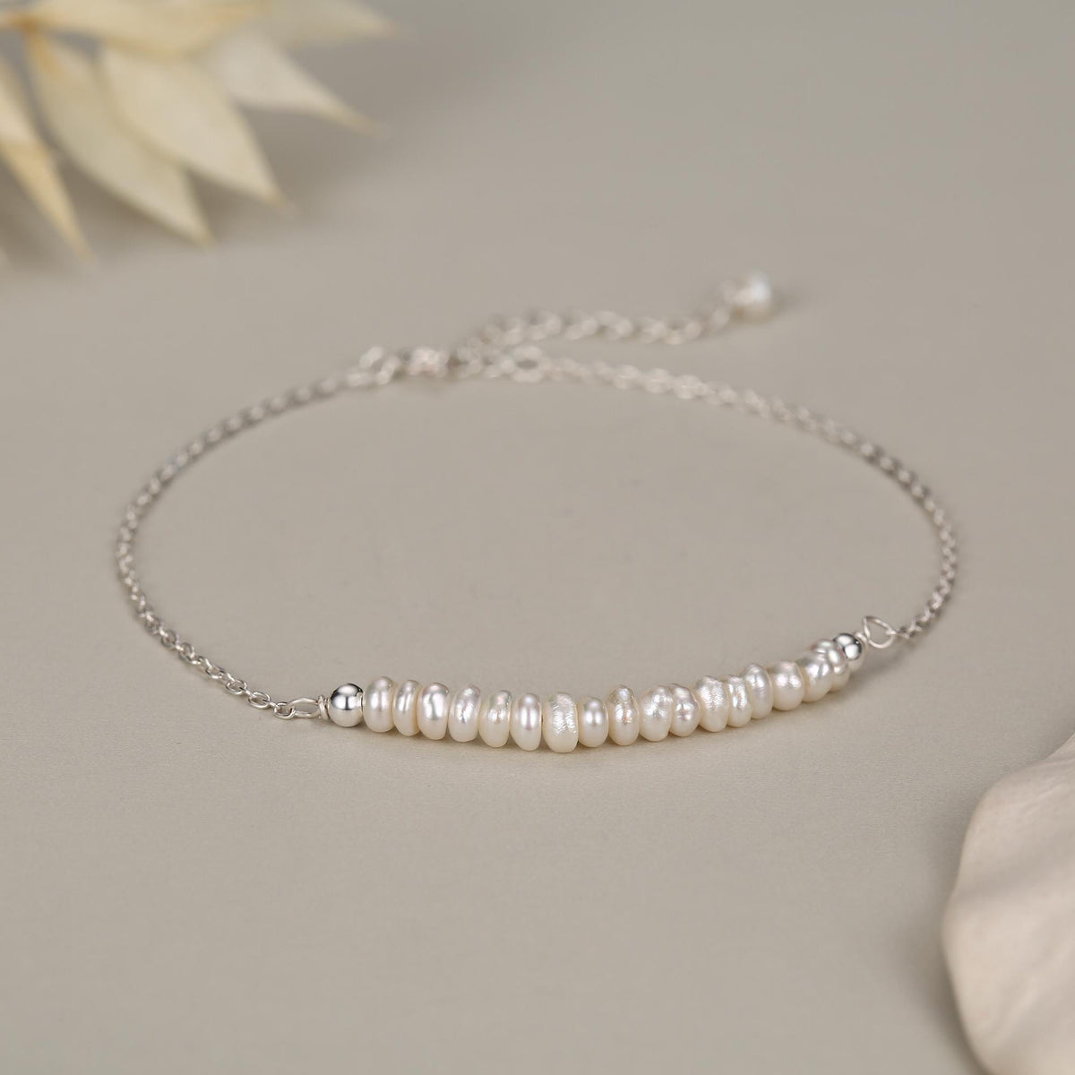 Sterling Silver Irregular Shape Freshwater Pearl Bracelet