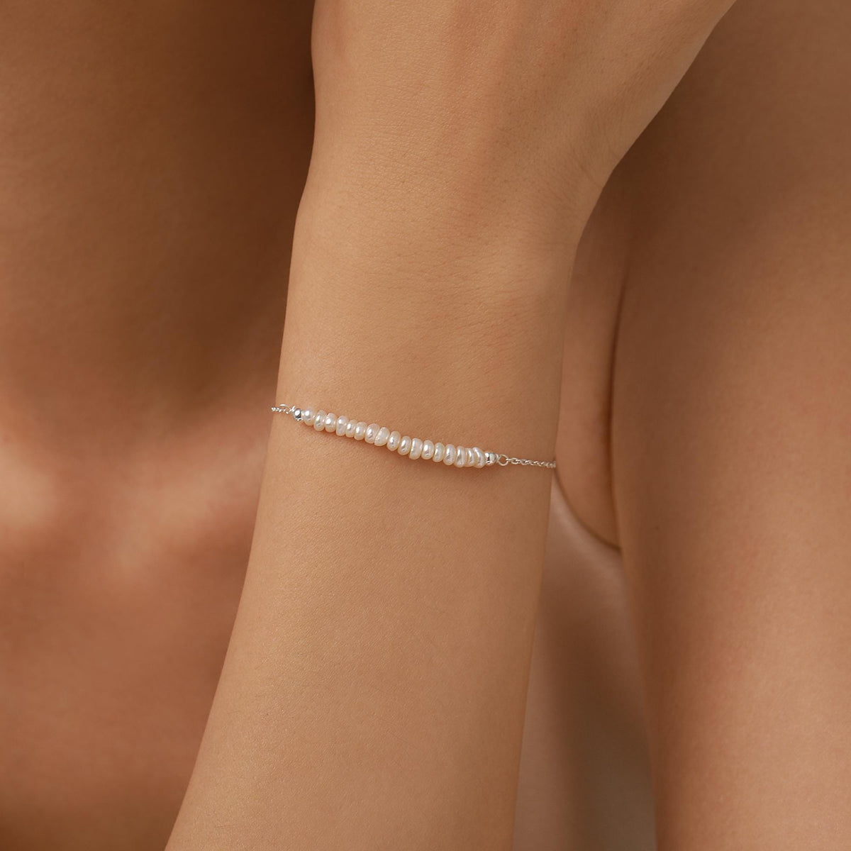 Sterling Silver Irregular Shape Freshwater Pearl Bracelet