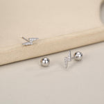 CZ Lightning Bolt Screw Back Earrings in Sterling Silver, Lightning Bolt Barbell Earrings, Silver, Gold and Rose Gold, Bolt Screwback