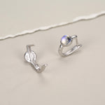Moonstone Huggie Hoop Earrings in Sterling Silver, 5mm Moonstone Hoops, Moonstone Hoops, Simulated Moonstone Hoops