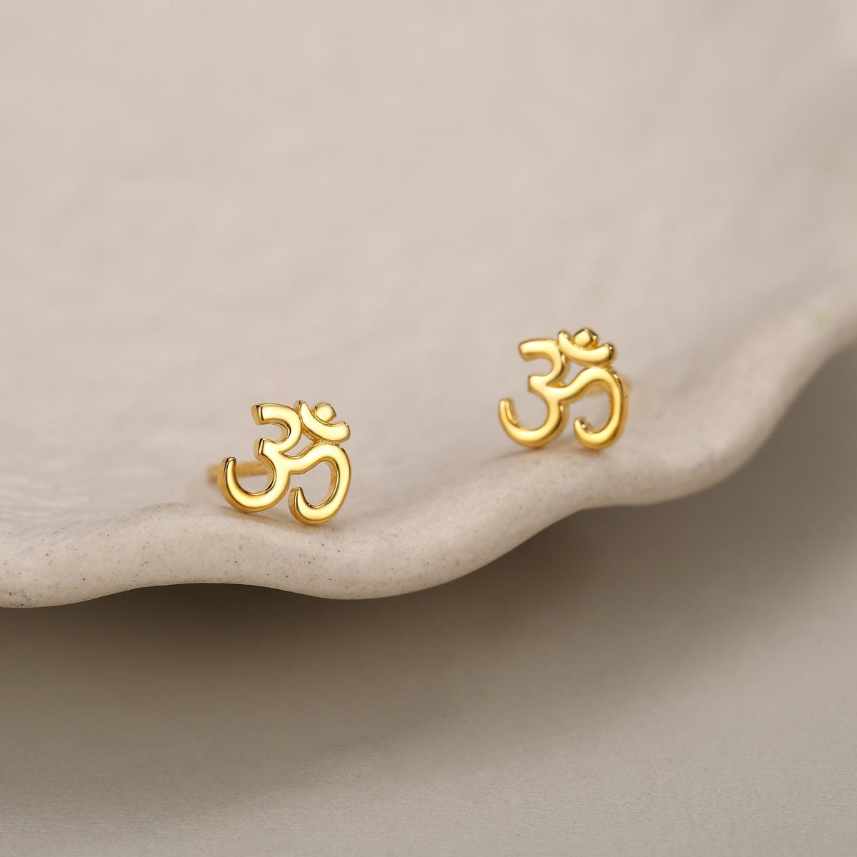 Om Stud Earrings in Sterling Silver, Silver or Gold, Buddhist Earrings, Meditation Earrings, Yoga Earrings
