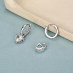 Sterling Silver Aurora AB CZ Trillion Cut Hoop Earrings, Silver or Gold, Triangle Dangle Hoop Earrings, Interchangeable Charm