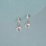 Sterling Silver Aurora AB CZ Trillion Cut Hoop Earrings, Silver or Gold, Triangle Dangle Hoop Earrings, Interchangeable Charm
