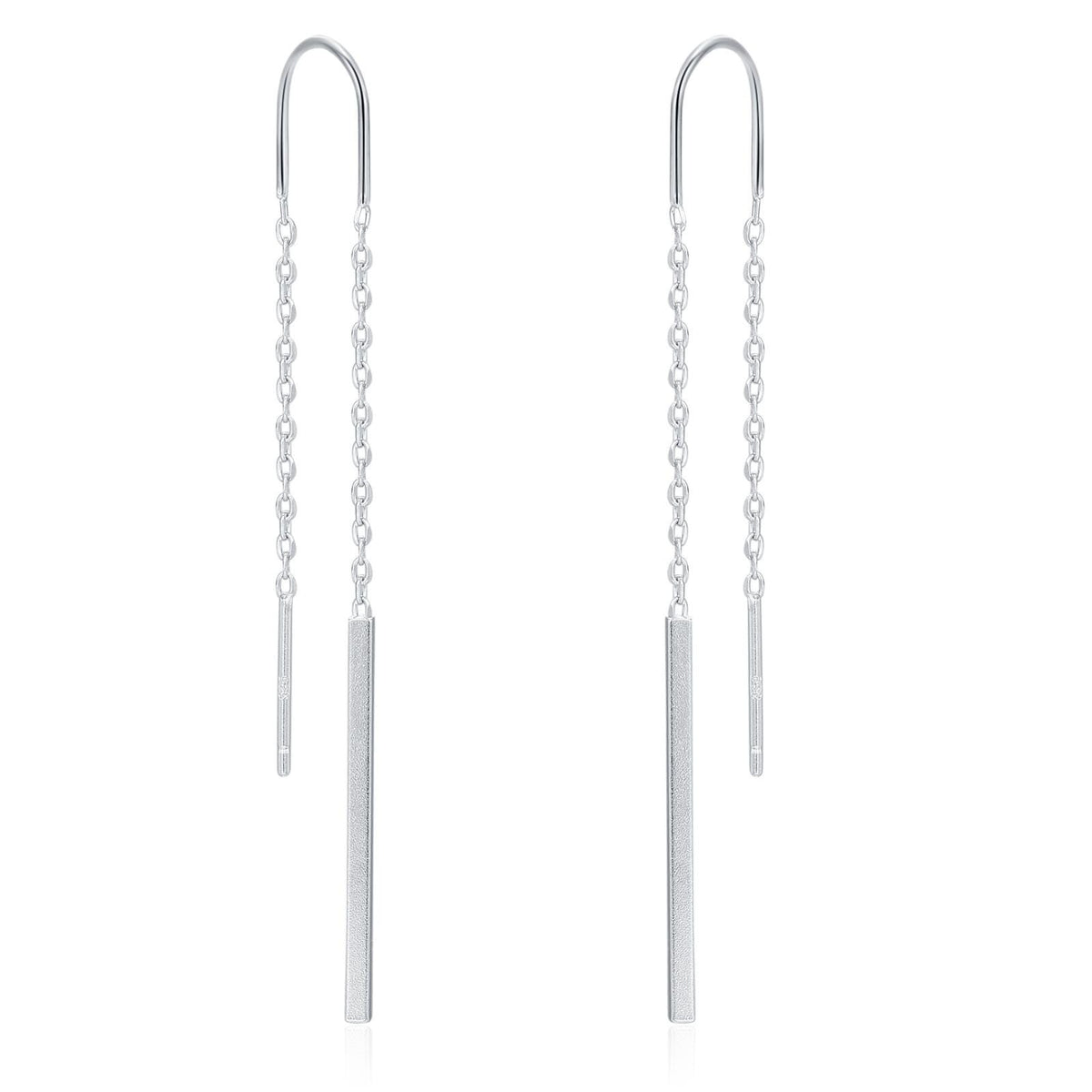 Sterling Silver Minimalist Bar Ear Threaders, Silver or Gold or Rose Gold, U Shape Bar Threader Earrings, Dainty Minimal Dangle Earrings