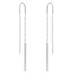 Sterling Silver Minimalist Bar Ear Threaders, Silver or Gold or Rose Gold, U Shape Bar Threader Earrings, Dainty Minimal Dangle Earrings