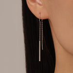 Sterling Silver Minimalist Bar Ear Threaders, Silver or Gold or Rose Gold, U Shape Bar Threader Earrings, Dainty Minimal Dangle Earrings