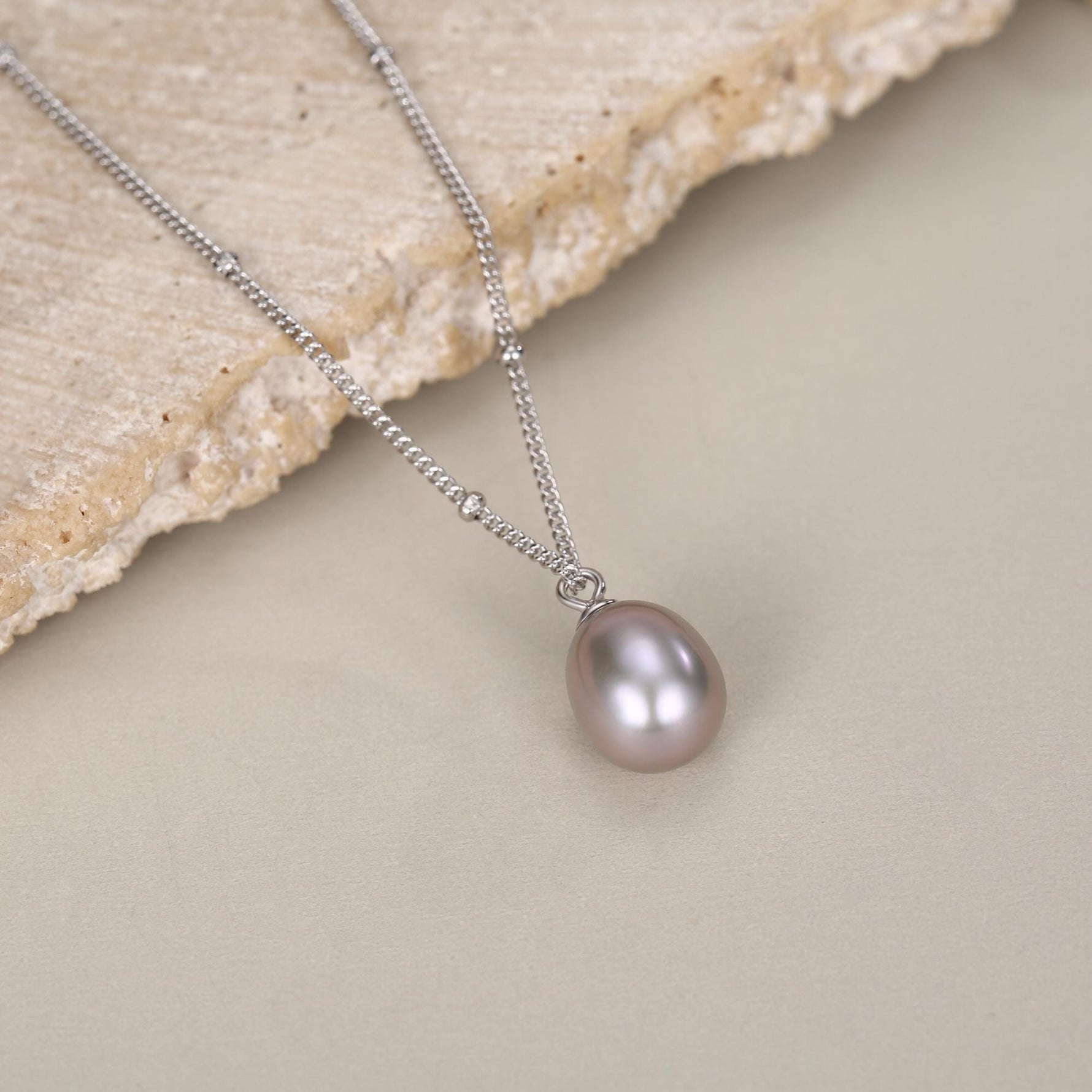 Grey Freshwater Pearl Satellite Chain Necklace