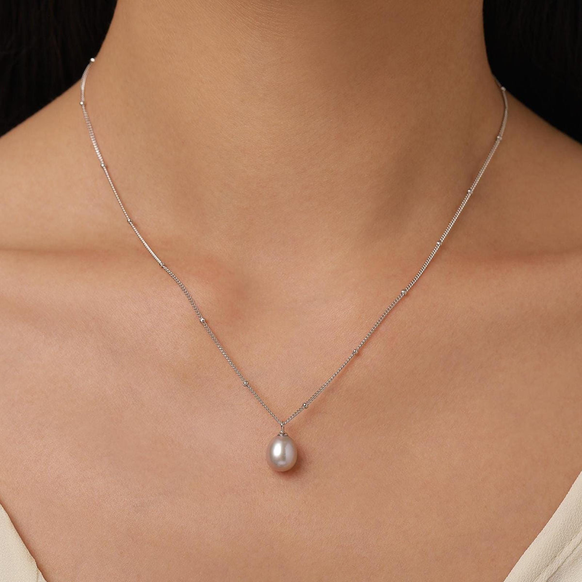 Grey Freshwater Pearl Satellite Chain Necklace
