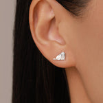Sterling Silver Walrus & Manatee Mismatched Stud Earrings, Asymmetric Manatee and Walrus Earrings