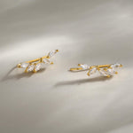 Clear CZ Cluster Crawler Earrings in Sterling Silver, Silver or Gold, CZ Marquise Ear Crawlers, CZ Cluster Earrings