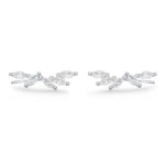 Clear CZ Cluster Crawler Earrings in Sterling Silver, Silver or Gold, CZ Marquise Ear Crawlers, CZ Cluster Earrings
