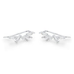 Clear CZ Cluster Crawler Earrings in Sterling Silver, Silver or Gold, CZ Marquise Ear Crawlers, CZ Cluster Earrings