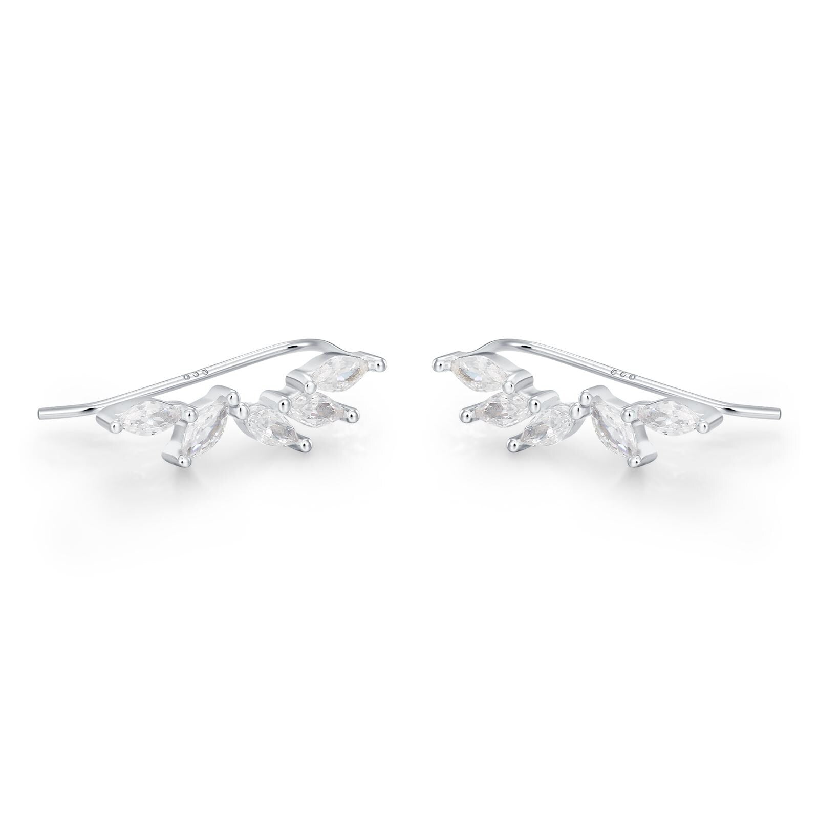 Clear CZ Cluster Crawler Earrings in Sterling Silver, Silver or Gold, CZ Marquise Ear Crawlers, CZ Cluster Earrings