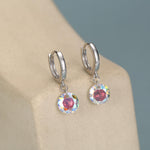 Dangle Aurora CZ Huggie Hoop Earrings in Sterling Silver, Silver or Gold, Delicate Sparky AB CZ Skinny Hoops, Colour Changing Crystal Hoops