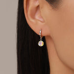 Dangle Aurora CZ Huggie Hoop Earrings in Sterling Silver, Silver or Gold, Delicate Sparky AB CZ Skinny Hoops, Colour Changing Crystal Hoops