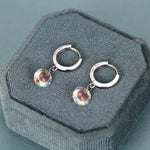 Dangle Aurora CZ Huggie Hoop Earrings in Sterling Silver, Silver or Gold, Delicate Sparky AB CZ Skinny Hoops, Colour Changing Crystal Hoops