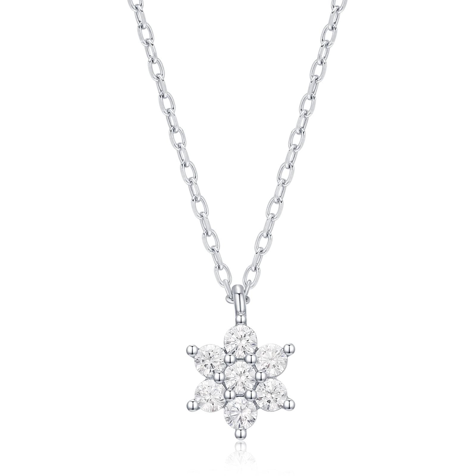 CZ Flower Cluster Pendant Necklace