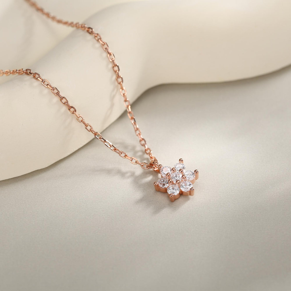 CZ Flower Cluster Pendant Necklace