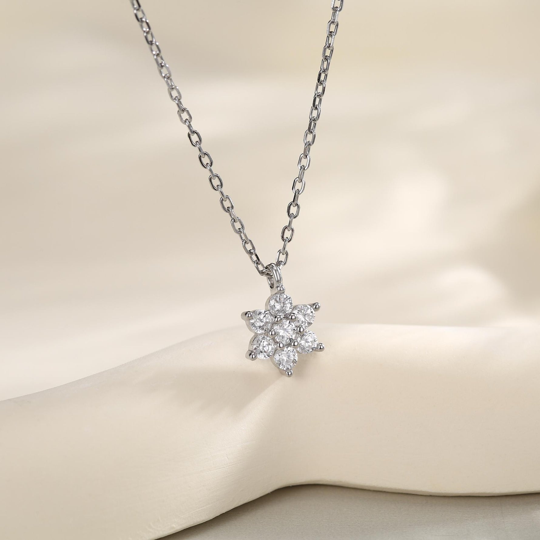 CZ Flower Cluster Pendant Necklace