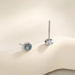 Sterling Silver Tiny Aquamarine Stud Earrings, 3mm Genuine Aquamarine Stone, Semi-precious Jewellery