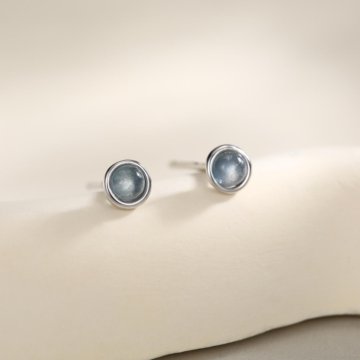 Sterling Silver Tiny Aquamarine Stud Earrings, 3mm Genuine Aquamarine Stone, Semi-precious Jewellery