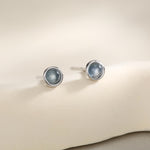 Sterling Silver Tiny Aquamarine Stud Earrings, 3mm Genuine Aquamarine Stone, Semi-precious Jewellery
