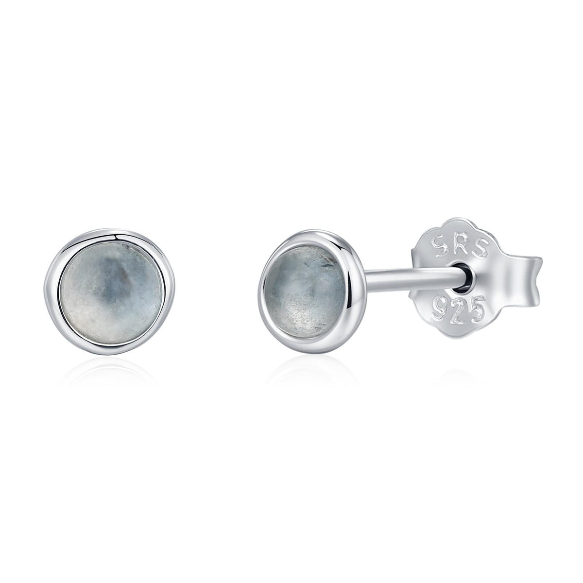 Sterling Silver Tiny Aquamarine Stud Earrings, 3mm Genuine Aquamarine Stone, Semi-precious Jewellery