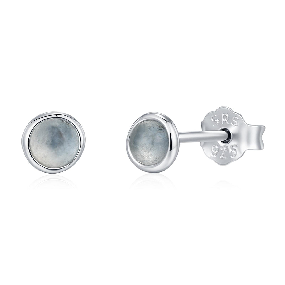 Sterling Silver Tiny Aquamarine Stud Earrings, 3mm Genuine Aquamarine Stone, Semi-precious Jewellery