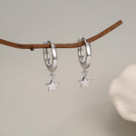 Pair of Star Huggie Hoop Earrings in Sterling Silver, Dangle Star Hoops, Celestial Earrings, Silver, Gold or Rose Gold