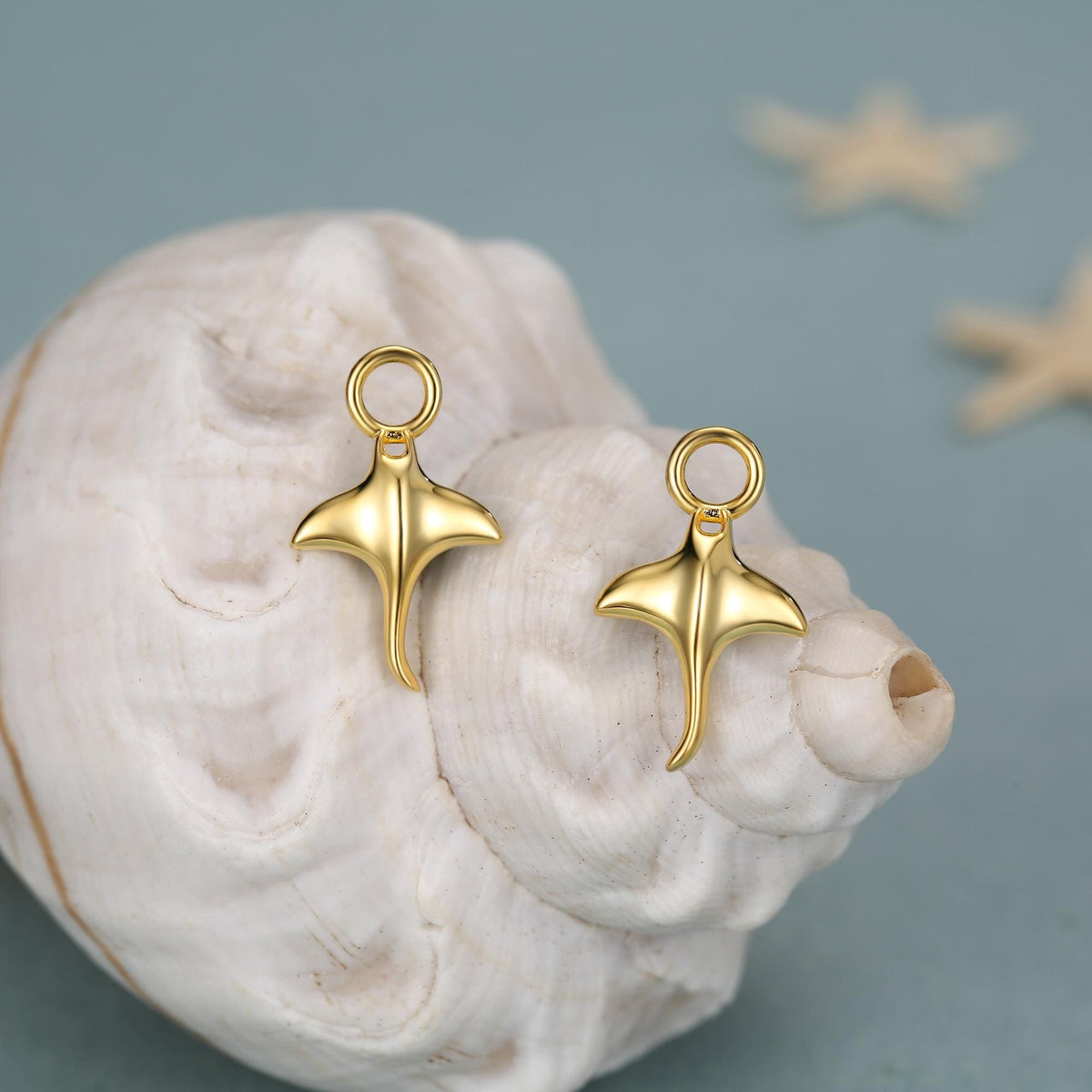 Sterling Silver Manta Ray Earring Charms For Hoop Earrings