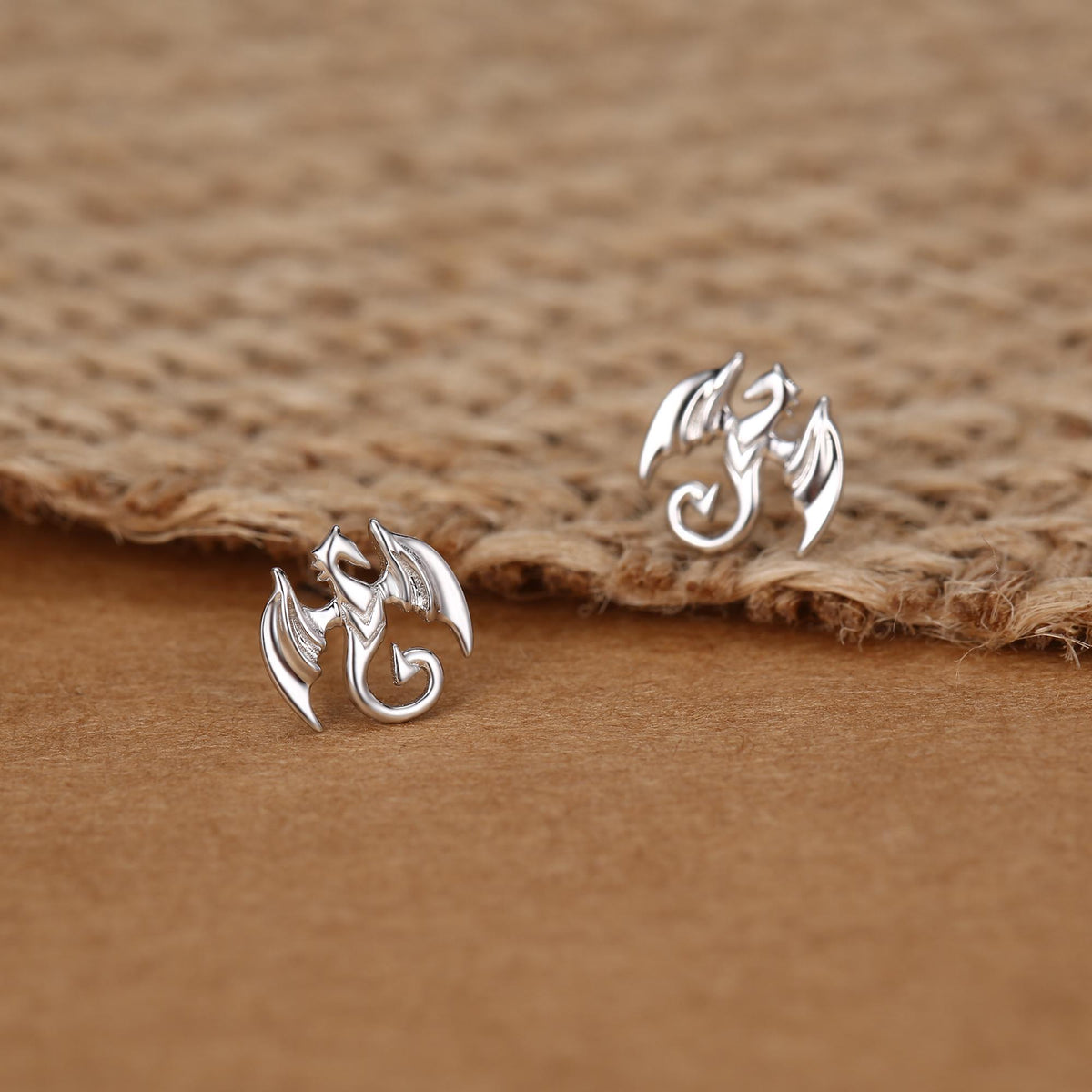 Dragon Stud Earrings in Sterling Silver