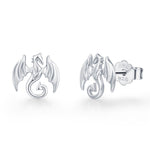 Dragon Stud Earrings in Sterling Silver