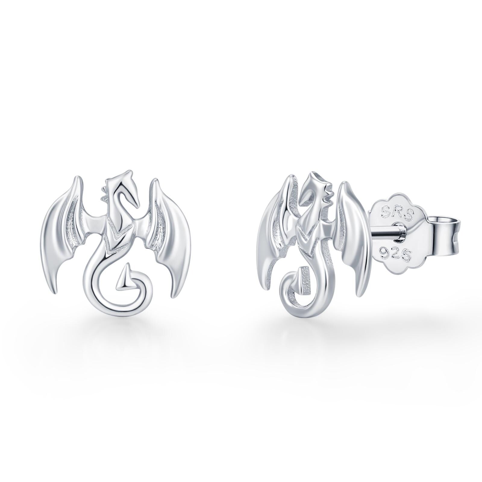 Dragon Stud Earrings in Sterling Silver