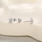 Tiny Flower CZ Screw Back Earrings in Sterling Silver, Forget Me Not Floral CZ Earrings, Silver, Gold and Rose Gold, Flower CZ Earrings