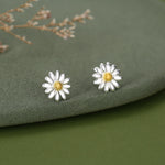 Tiny Daisy Flower Stud Earrings in Sterling Silver, Two Finished Available Silver Daisy Earrings, Silver Daisy Blossom Earrings