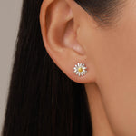 Tiny Daisy Flower Stud Earrings in Sterling Silver, Two Finished Available Silver Daisy Earrings, Silver Daisy Blossom Earrings