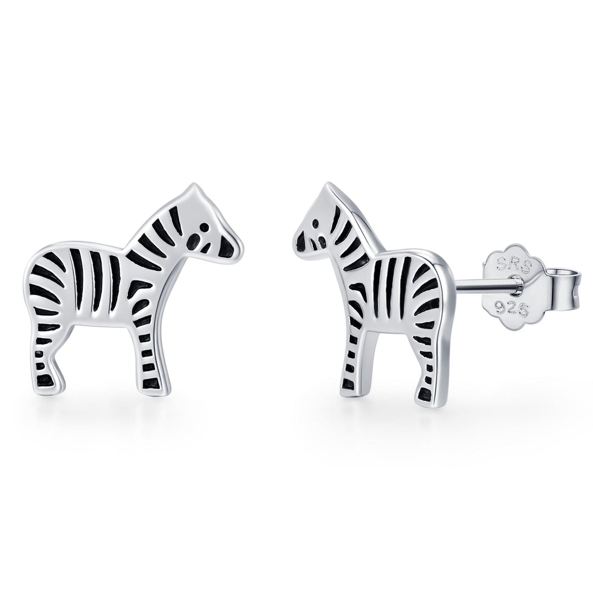 Zebra Stud Earrings in Sterling Silver - Animal Stud Earrings - Cute, Fun, Whimsical