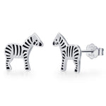 Zebra Stud Earrings in Sterling Silver - Animal Stud Earrings - Cute, Fun, Whimsical