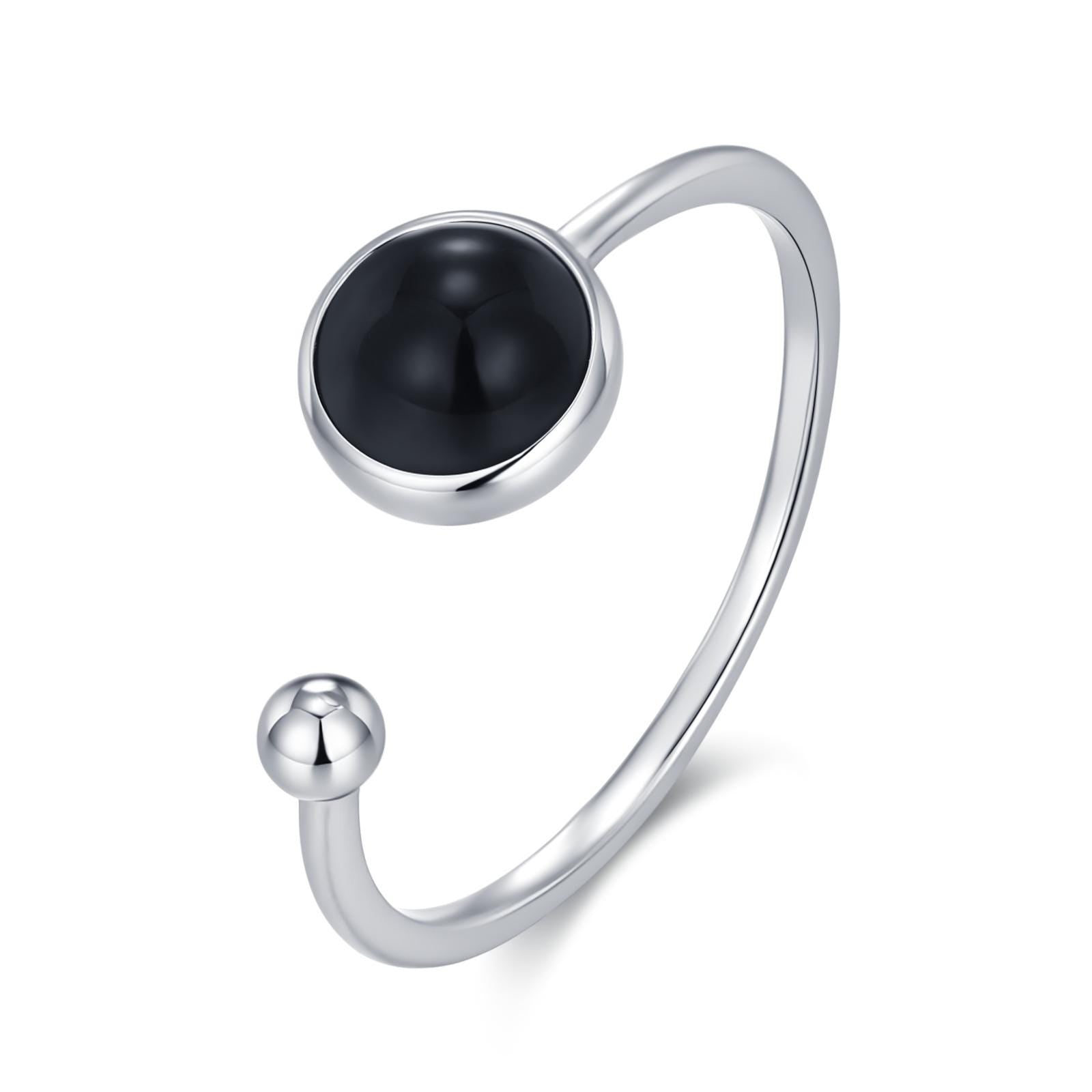 Black Onyx Bezel Open Ring