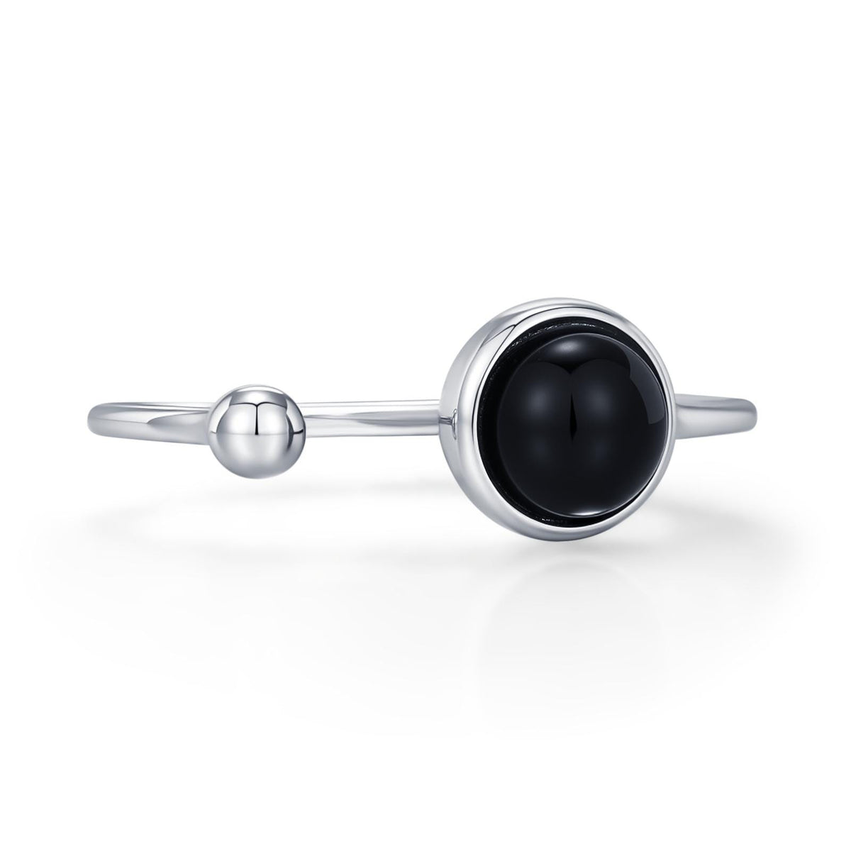 Black Onyx Bezel Open Ring