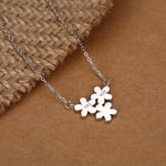Forget Me Not Flower Trio Pendant Necklace
