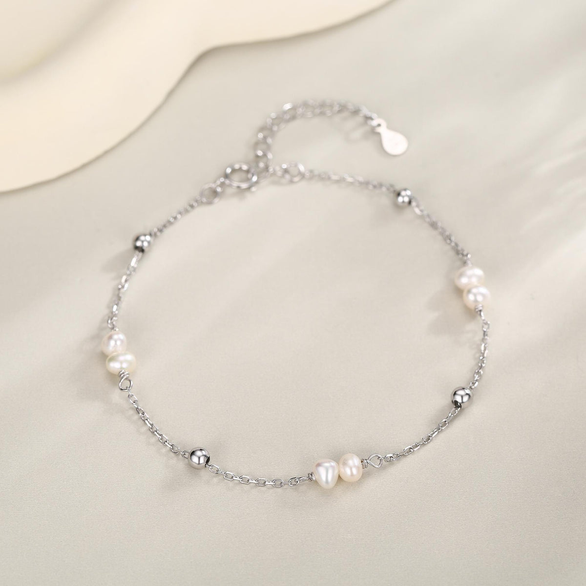 Delicate Pearl Cluster & Silver Station Bracelet
