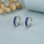 Sapphire Blue CZ Huggie Hoop in Sterling Silver, Silver or Gold, Minimalist Simple Hoop Earrings,